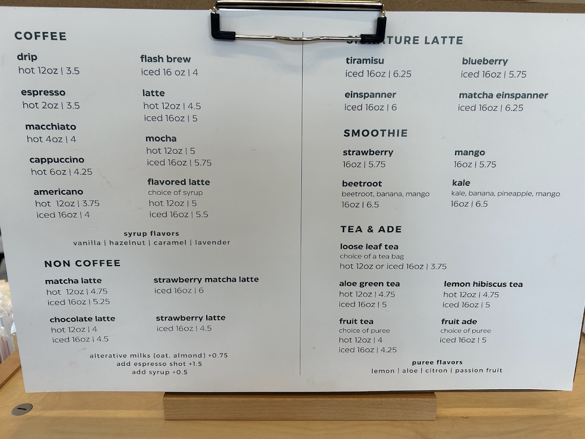 Menu Coffee U-3