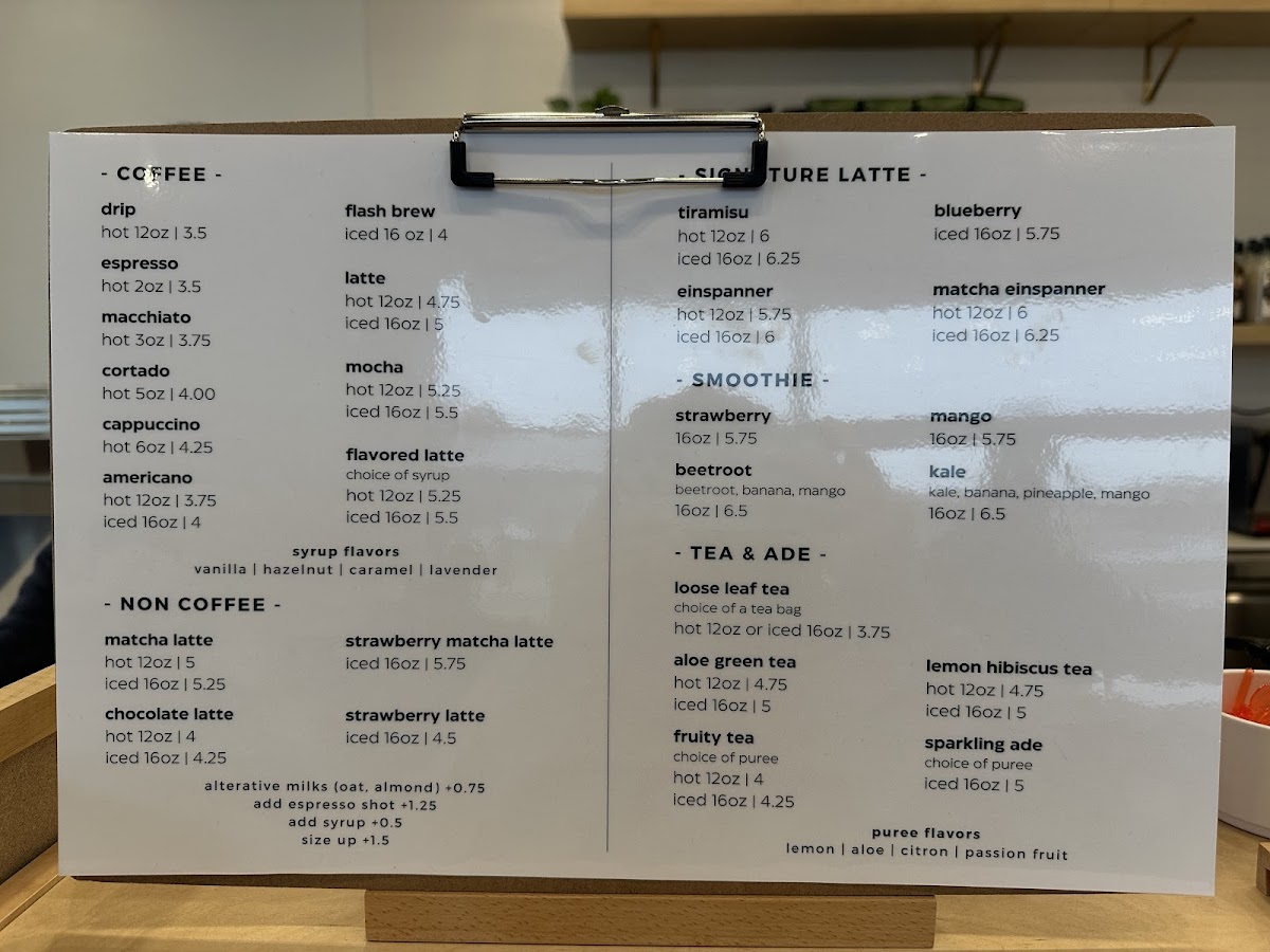 Menu Coffee U-7
